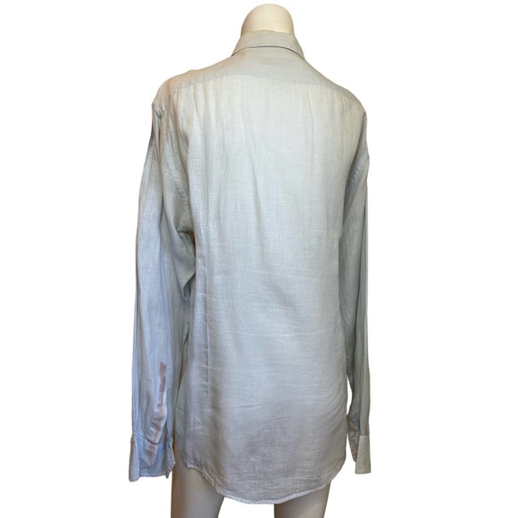 Alessandro Gherardeschi Blue Floral Linen Oversized Italian Designer Blouse XL - Picture 6 of 12